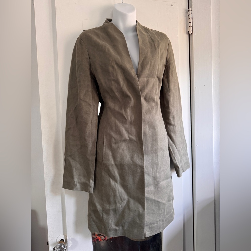 Lands End Linen Collarless Blazer